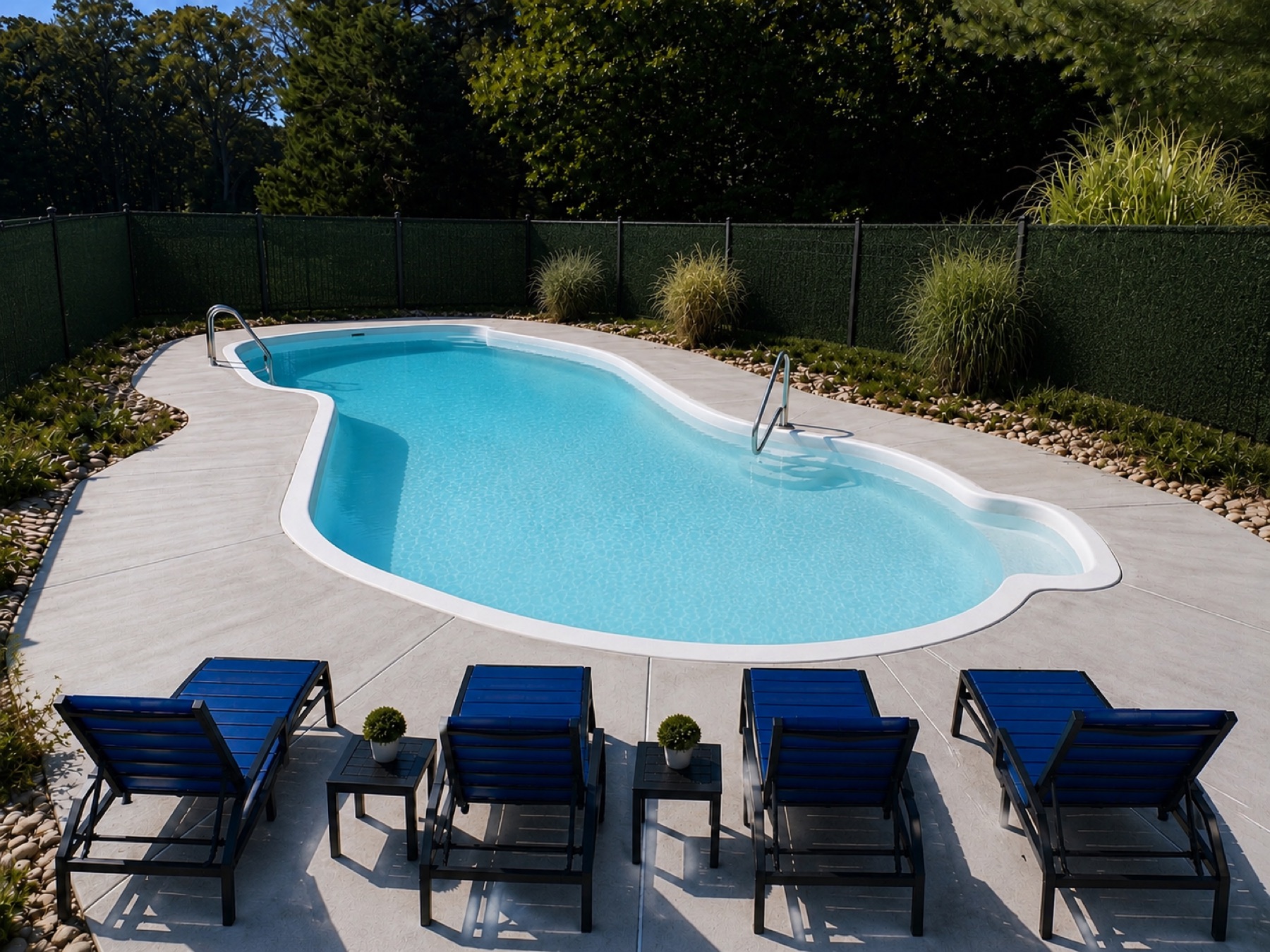 The private in-ground pool at dusk